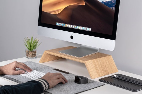 Soporte para monitor, elevador de madera para pantalla de ordenador iMac,  estante de soporte de madera para escritorio, accesorios para espacio de  trabajo, madera de nogal de roble -  España