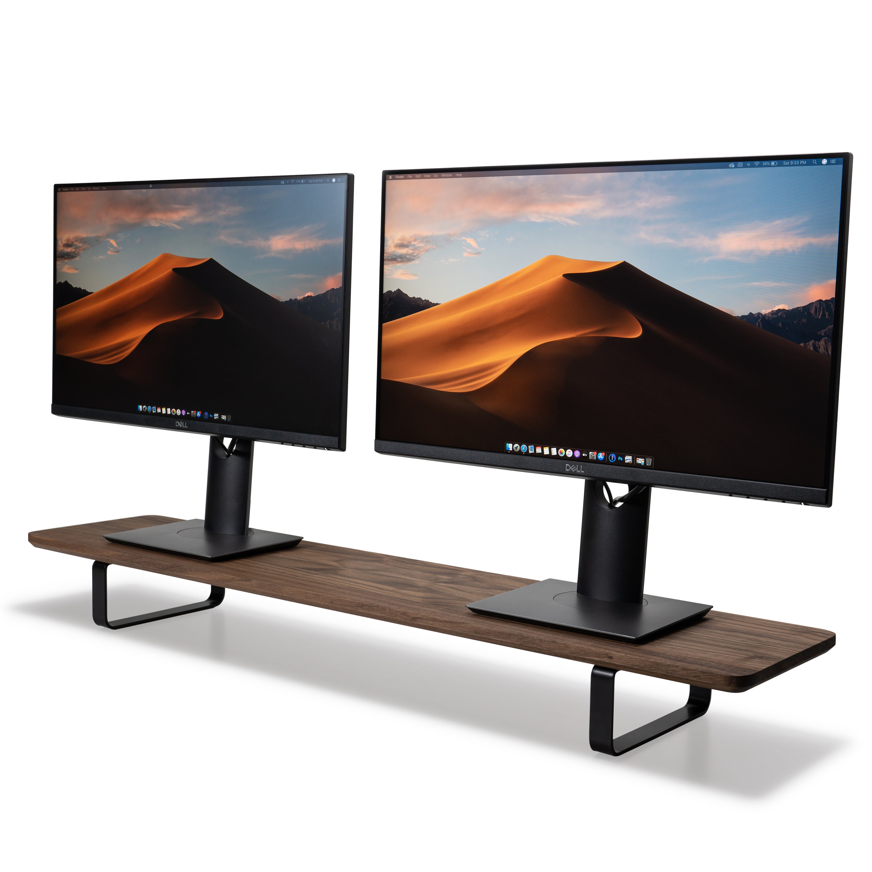 Desk Shelf Dual Monitor Stand Wood Home Office Desk Etsy Canada