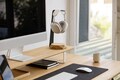 2-in-1 Headphone Stand & Wireless Charger: Wooden Desk Organizer