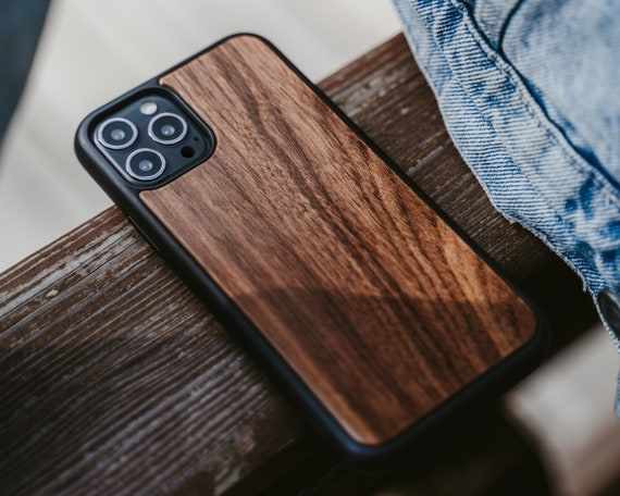 Solid Wood iPhone 12 Case: Cherry or Walnut Bumper Cover
