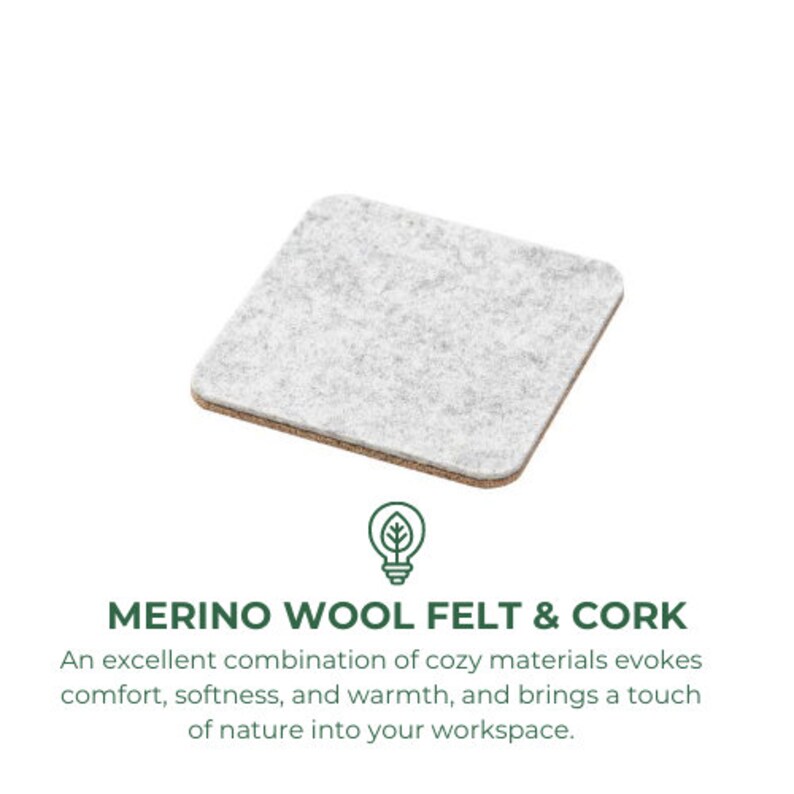 Felt and Cork Coaster Set, coaster set of 4, non slip cup drink coasters, office desk accessories, natural cork coasters set, work from home zdjęcie 6