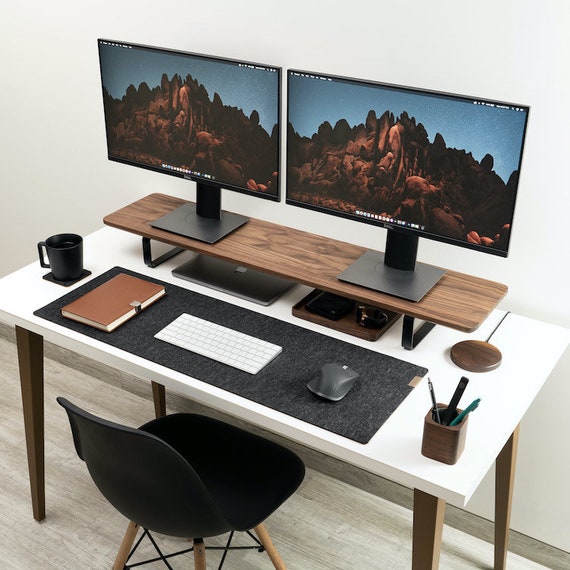 Desk Shelf Dual Monitor Stand Wood Home Office Canada Desk Shelf Dual Monitor Stand Wood Home, Home Office Desk For Two Monitors