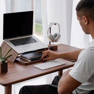 Laptopständer, MacBook-Ständer, Aufbewahrungsorganisation für Computerständer aus Holz, Laptop-Tablett aus Holz, Laptop-Riser, MacBook-Halter, Geschenke für Ihn Bild 4