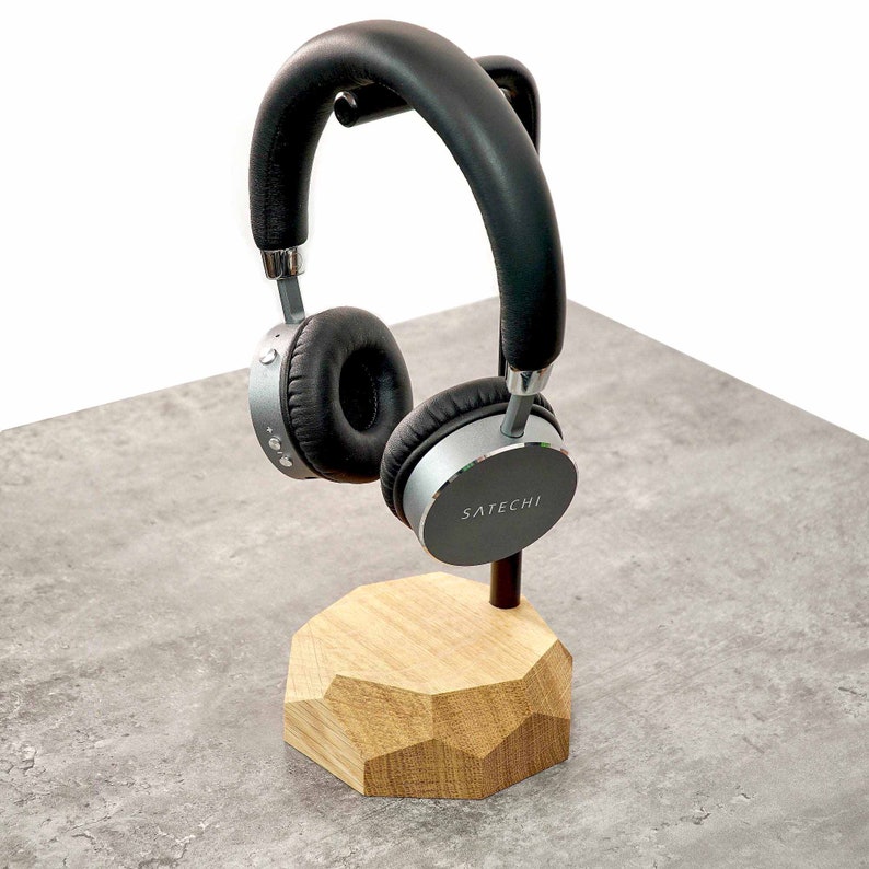 Personalized Wooden Headphone Stand, Gift for Him, Office Desk Accessories Music Lover Gift image 9