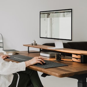 Desk Setup Pro – Black Legs - Standing Desk with Shelf and Drawers, Complete Workstation, Home Office Furniture, Ergonomic Desk Organizer