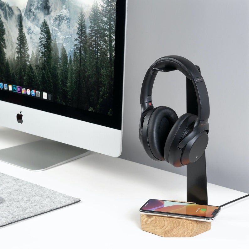 Personalized Gifts 2 in 1 Headphone Stand & Wireless Charger for iPhone X/Xs/11/12/13/14, Samsung S8/S9/S10/S20, Custom Gift image 5