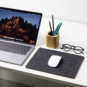 Tapis de souris ergonomique en feutre de laine mérinos et liège