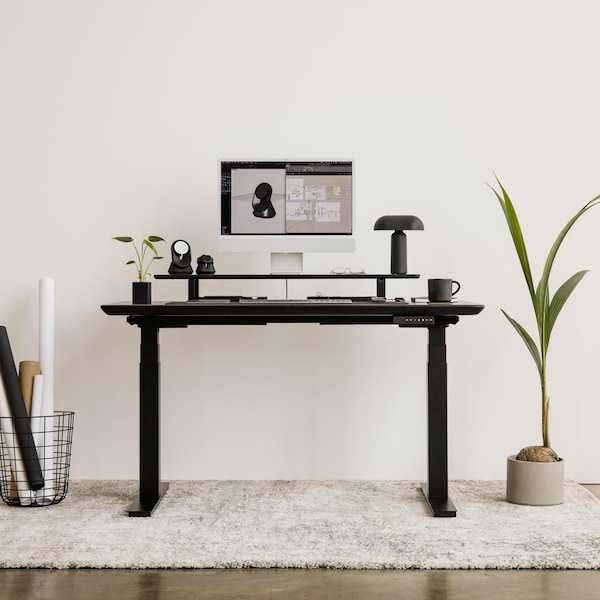 Solid Wood Standing Desk Bundle: Oakywood Electric Adjustable Height Desk