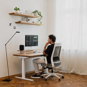 Solid Wood Standing Desk Bundle: Adjustable Height, Cable Tray