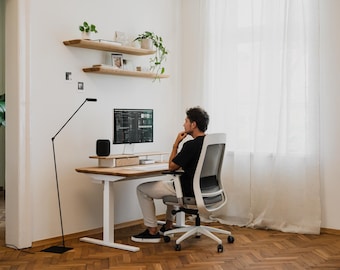 Solid Wood Standing Desk Bundle: Adjustable Height, Cable Tray