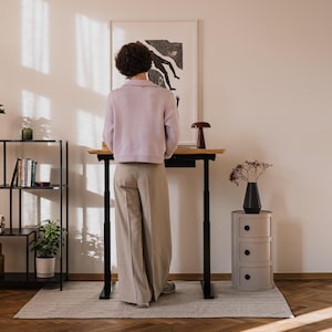 Solid Wood Standing Desk Pro Mini: Black Legs, Adjustable Height