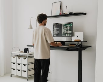 Solid Wood Standing Desk Pro Bundle: Adjustable Height Computer Desk