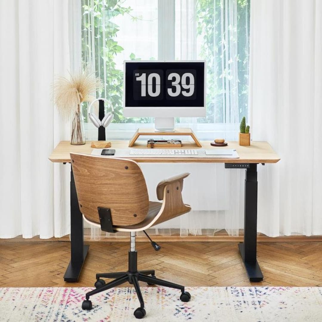 Handmade Standing Desk Adjustable height Desk Sitting to Standing Desk Plywood Veneered Wood Desk Retro Home Office Desk Electric Desk Etsy UK