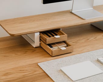 Small Wooden Modular Desk Drawers - White Base - Oakywood Compatible