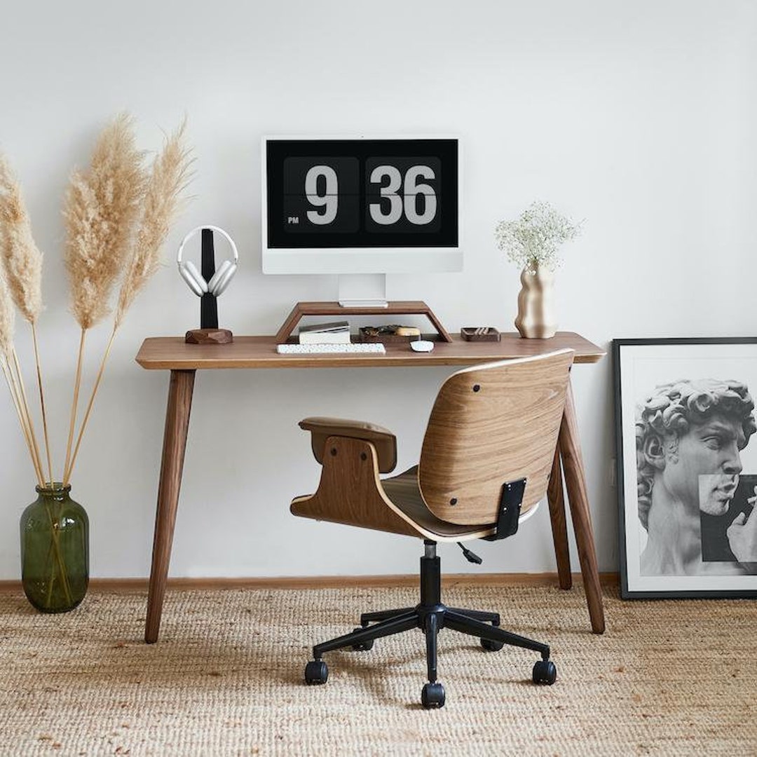 Wood Veneer Retro Desk Veneered Plywood Mid Century Desk - Etsy Australia