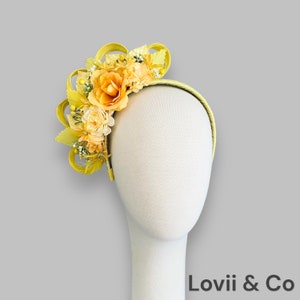 Women’s/ Girls - Yellow floral headband- fascinator- headpiece- headwear- races- wedding