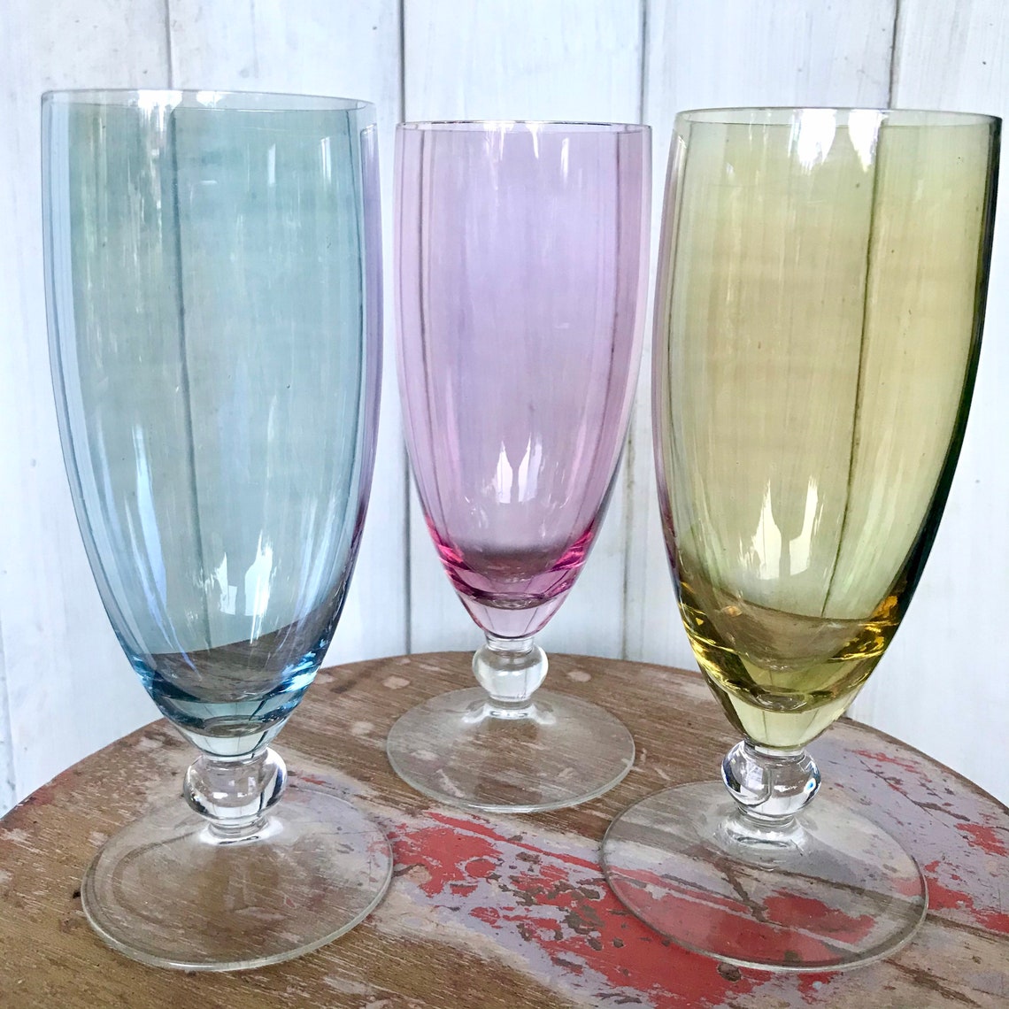 Vintage harlequin parfait glasses cocktail glasses set of 3 Etsy