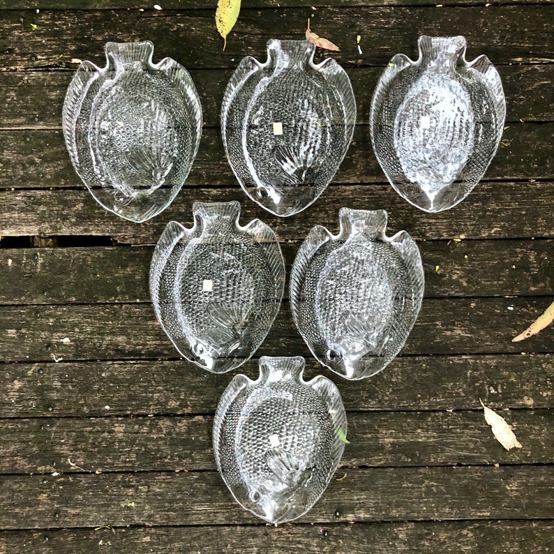 Fish Shaped Plates Vintage Arcoroc France Pressed Glass 2 in Stock Etsy