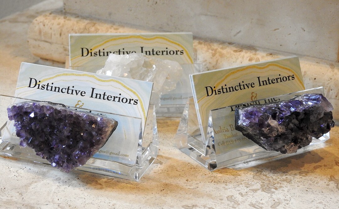 Rose Quartz Business Card Holder, Gemstone Card Holder, Office Gift