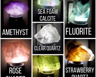 Quartz Crystal Night Light,Rose Quartz crystal light, Amethyst Night Light, Gemstone Light,Fluorite,Rose Quartz, Healing Crystal,Gift,