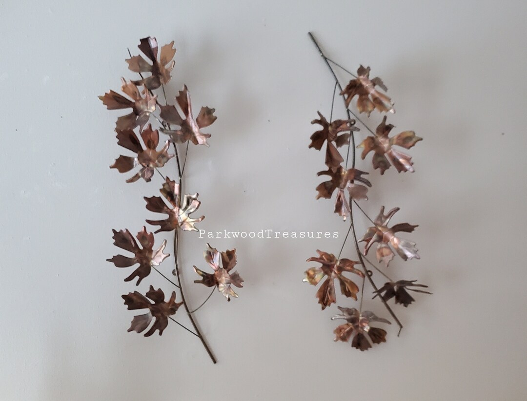 Vintage Brass Leaf Wall Sculpture Brass Copper Wall Art Etsy