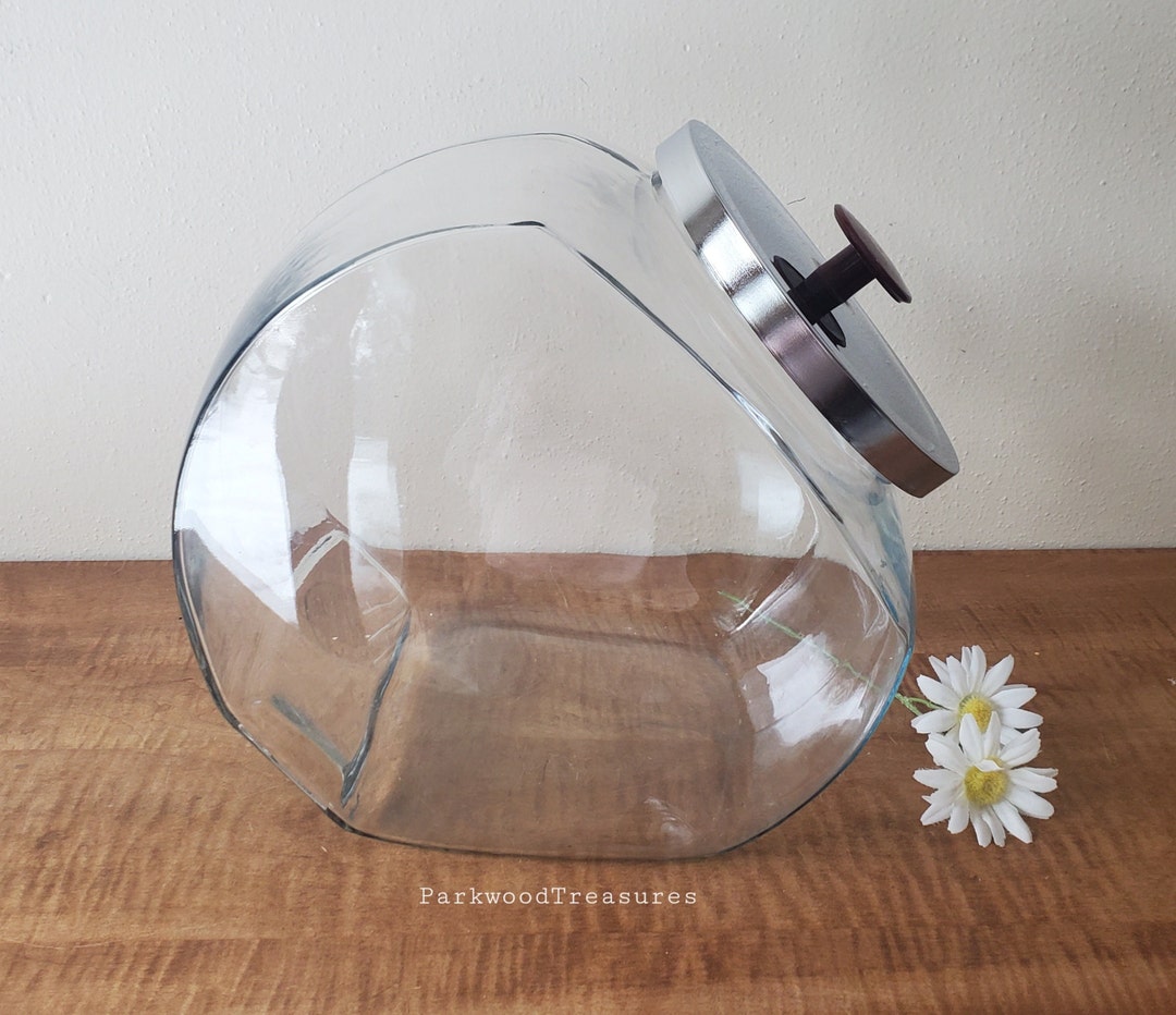 Vintage Large Glass Slant Jar 2 Gallon Candy Cookie Jar Etsy