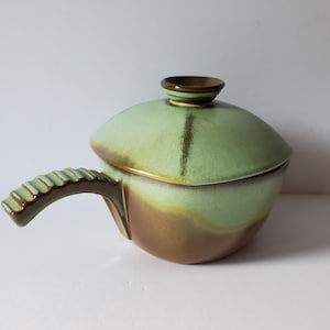 Frankoma Fondue Pot Avocado Green Pottery USA Made