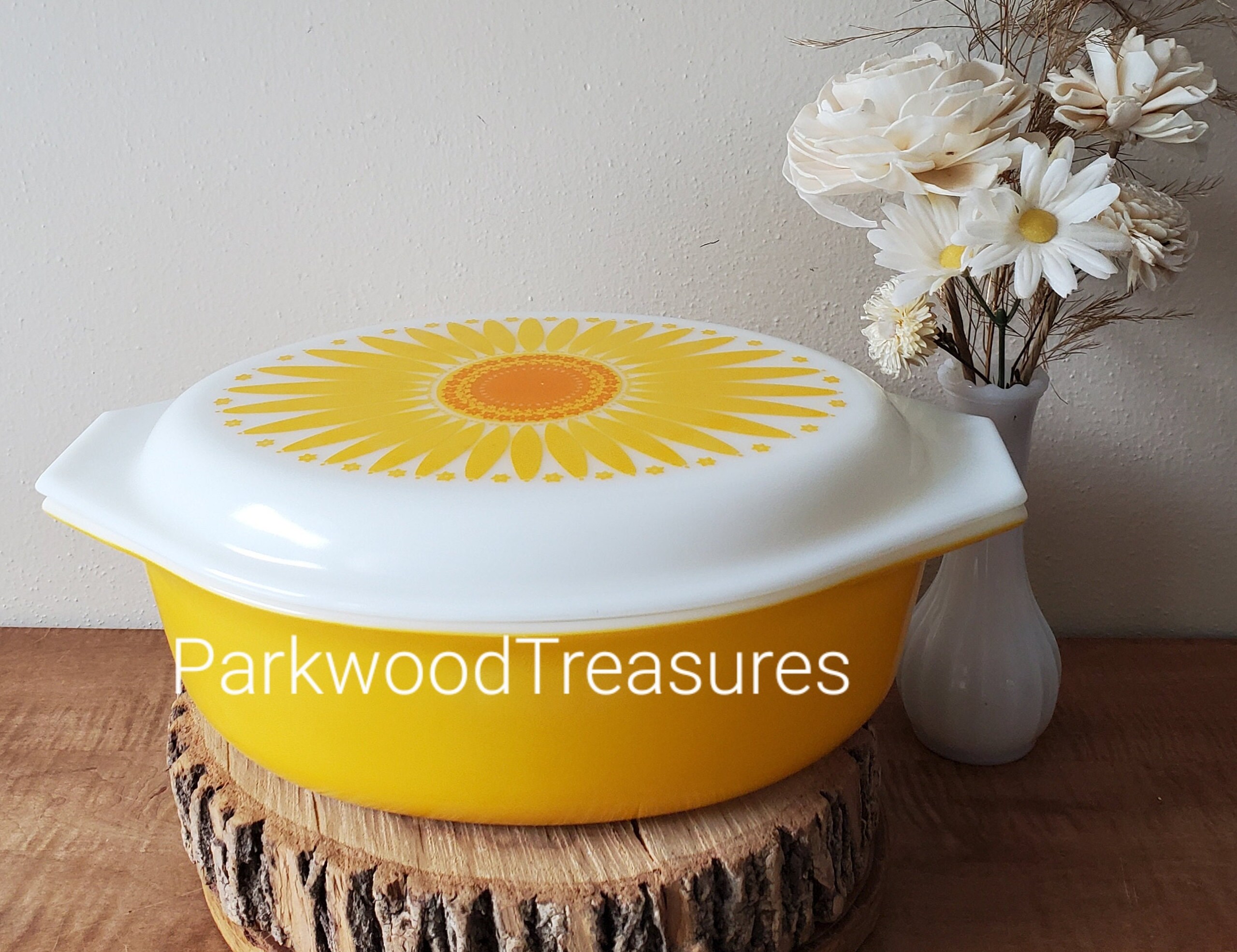 Sunflower Personalized Casserole Dish, Pyrex Baking Dish with Lid