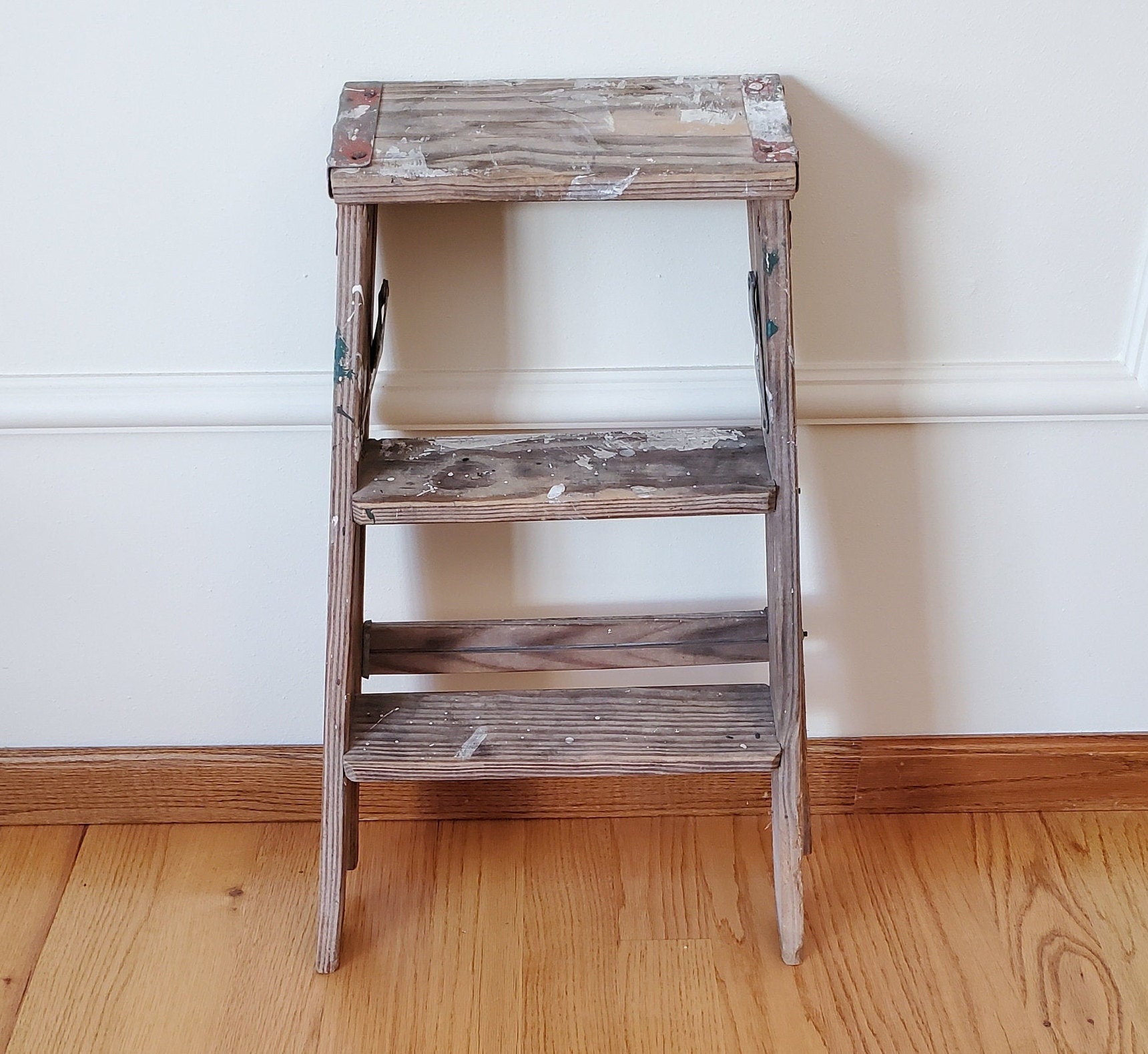 祝開店！大放出セール開催中 Ladder, Step Wooden Vintage Rustic Etsy - Stool Step Country アンティーク雑貨