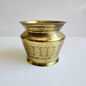 brass flower pot 7" vintage brass planter