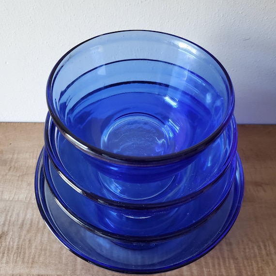 食器 Vintage Anchor Hocking Cobalt Blue set Vintage 7 Piece Pyrex Anchor Hocking Cobalt Blue Glass