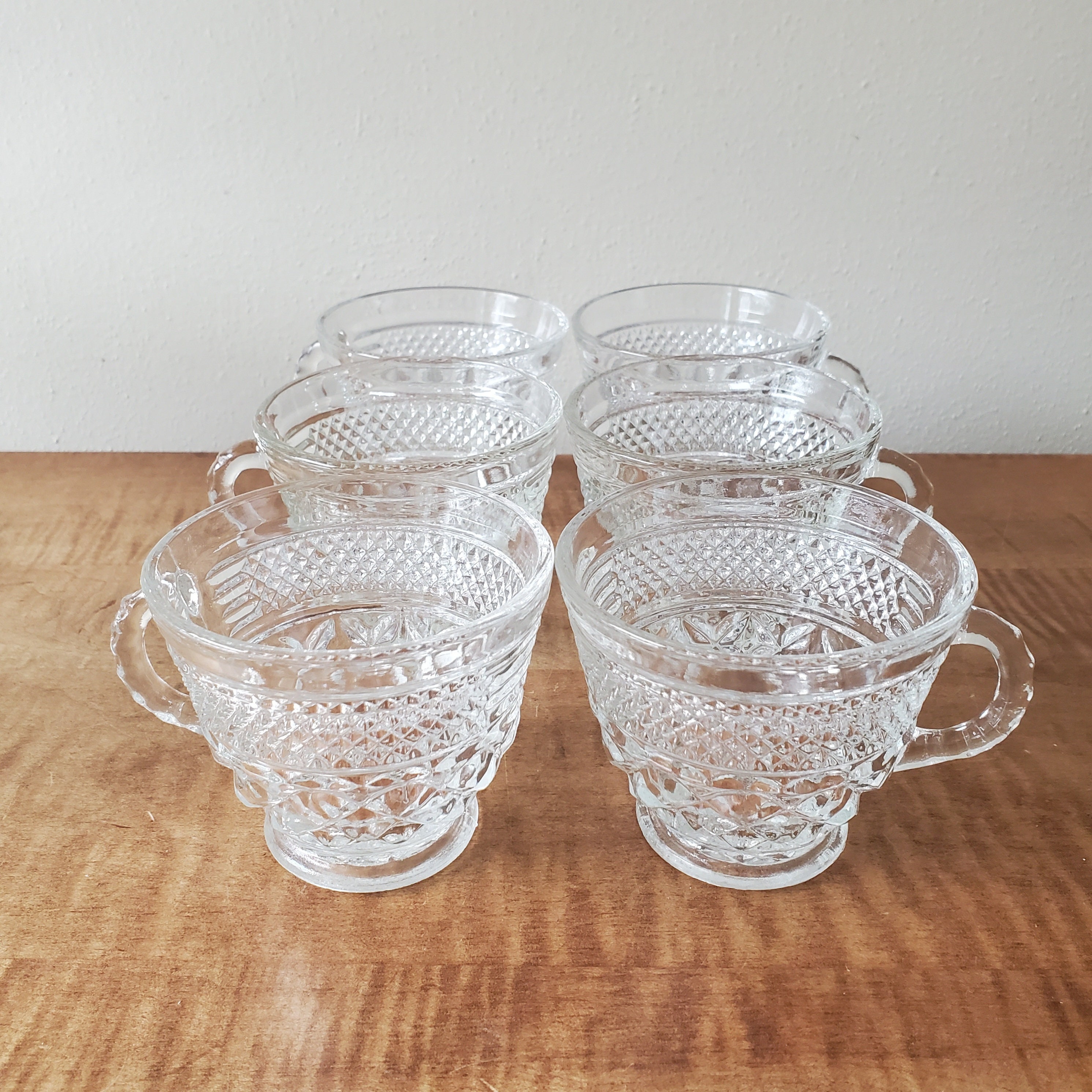Vintage Anchor Hocking Wexford Glass Punch Bowl & 6 Cups - Etsy