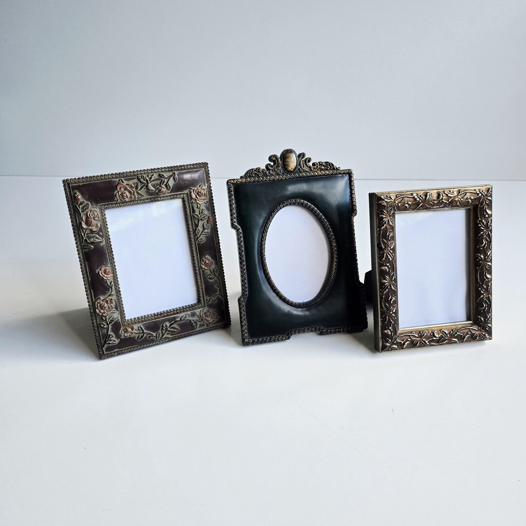 Vintage Ornate Metal Picture Frames Small Easel Back Collection - Etsy