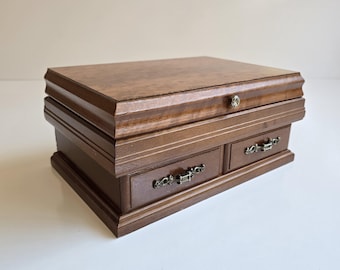 vintage mirrored wooden jewelry chest/ box