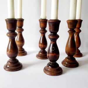 candlestick holders 6 vintage turned wood candle holders