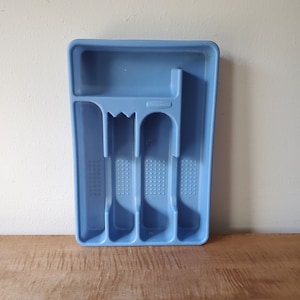 Rubbermaid silverware tray vintage blue utensil tray
