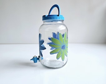 Vintage Glass Gallon Sun Tea Jar Large Flowers