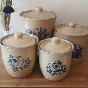Pfaltzgraff Folk Art canister set vintage stoneware canister set of 4 sizes