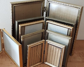 Vintage BiFold Double Hinged Gold Metal Picture Frames (5x7)(4x5)(3.5x5)(3.5x4.5)(2x3) Price is for 1 BiFold frame
