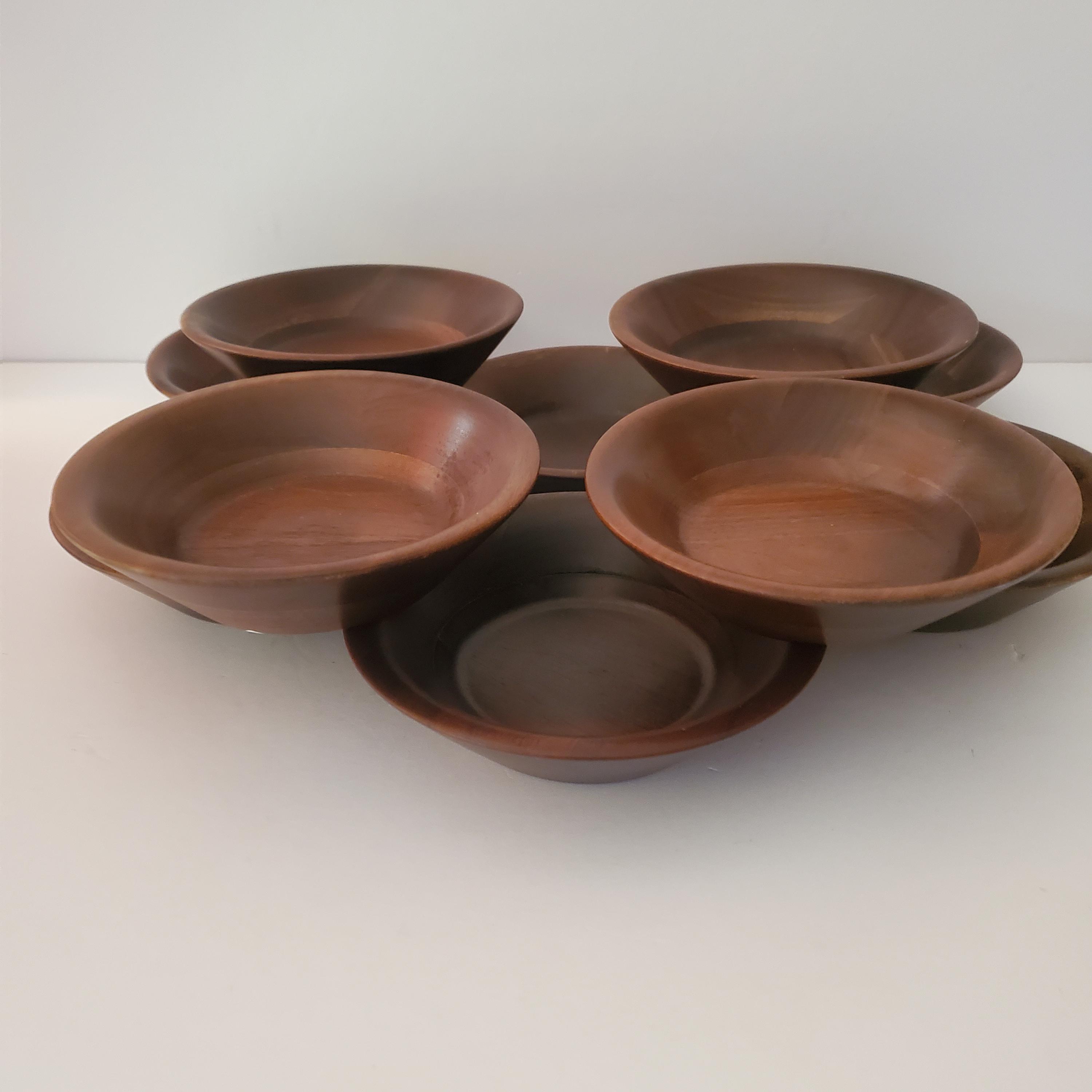 Vintage Walnut Wood Serving/ Salad Bowl Set - Etsy