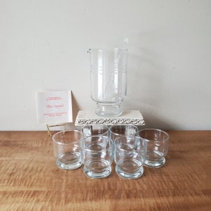 Vintage Princess House Cocktail Set, Unused in Box, Includes Pitcher, Swizzle Stick, 6 Bar Glasses