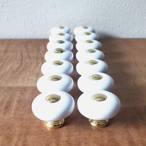 vintage cabinet hardware: brass & porcelain door handles/ drawer knobs (individually priced)