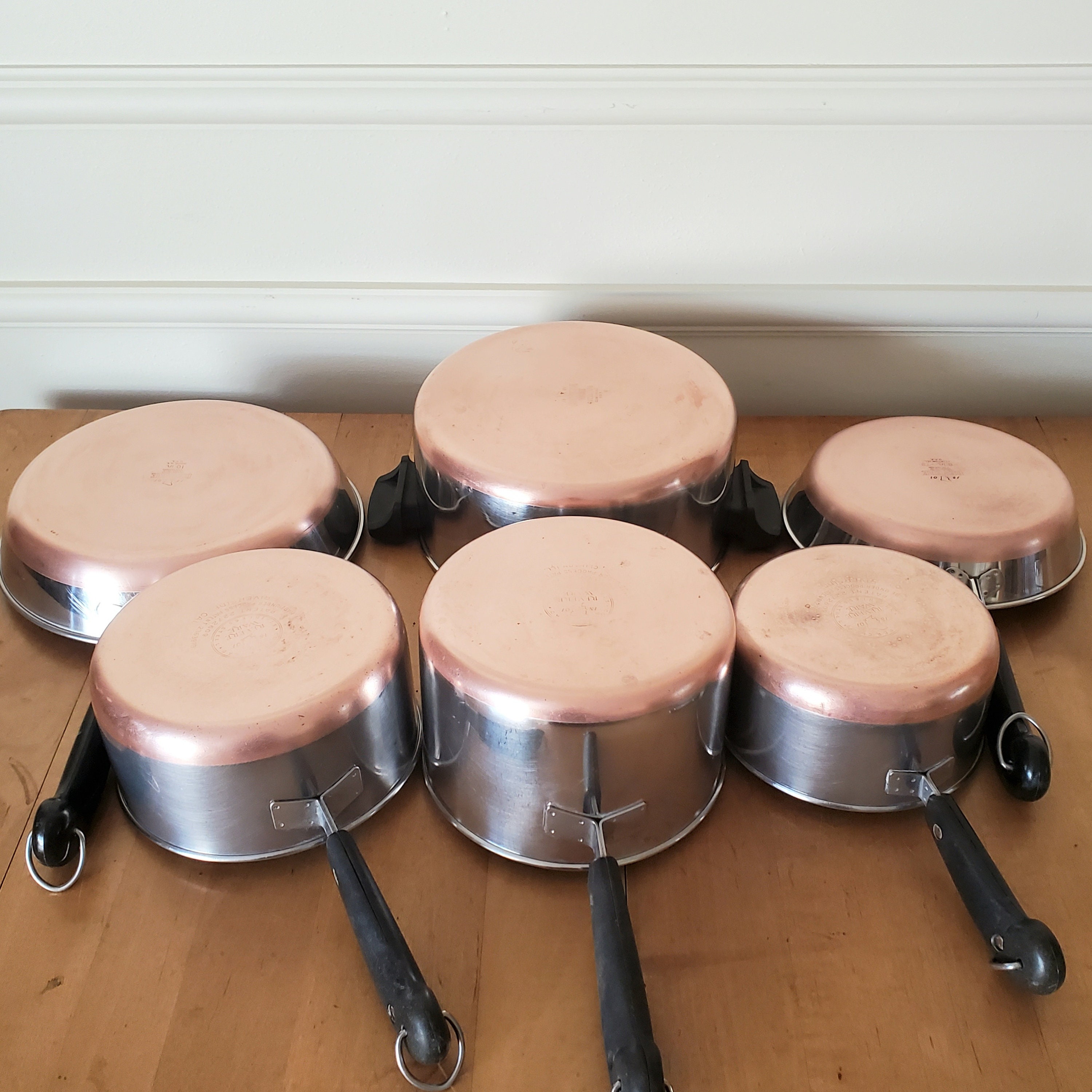希少USA製【Revere Ware】COPPER 銅製 銅鍋 両手鍋蓋付 🔷🔶 Vtg REVERE WARE 1801 Sauce Pan pre-1968 PROCESS PATENT