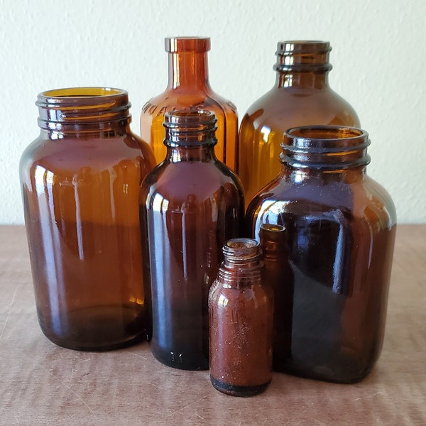 Vintage Brown/Amber Glass Bottles