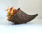Woven Grapevine Cornucopia Basket: Large 23" Thanksgiving Horn of Plenty Centerpiece