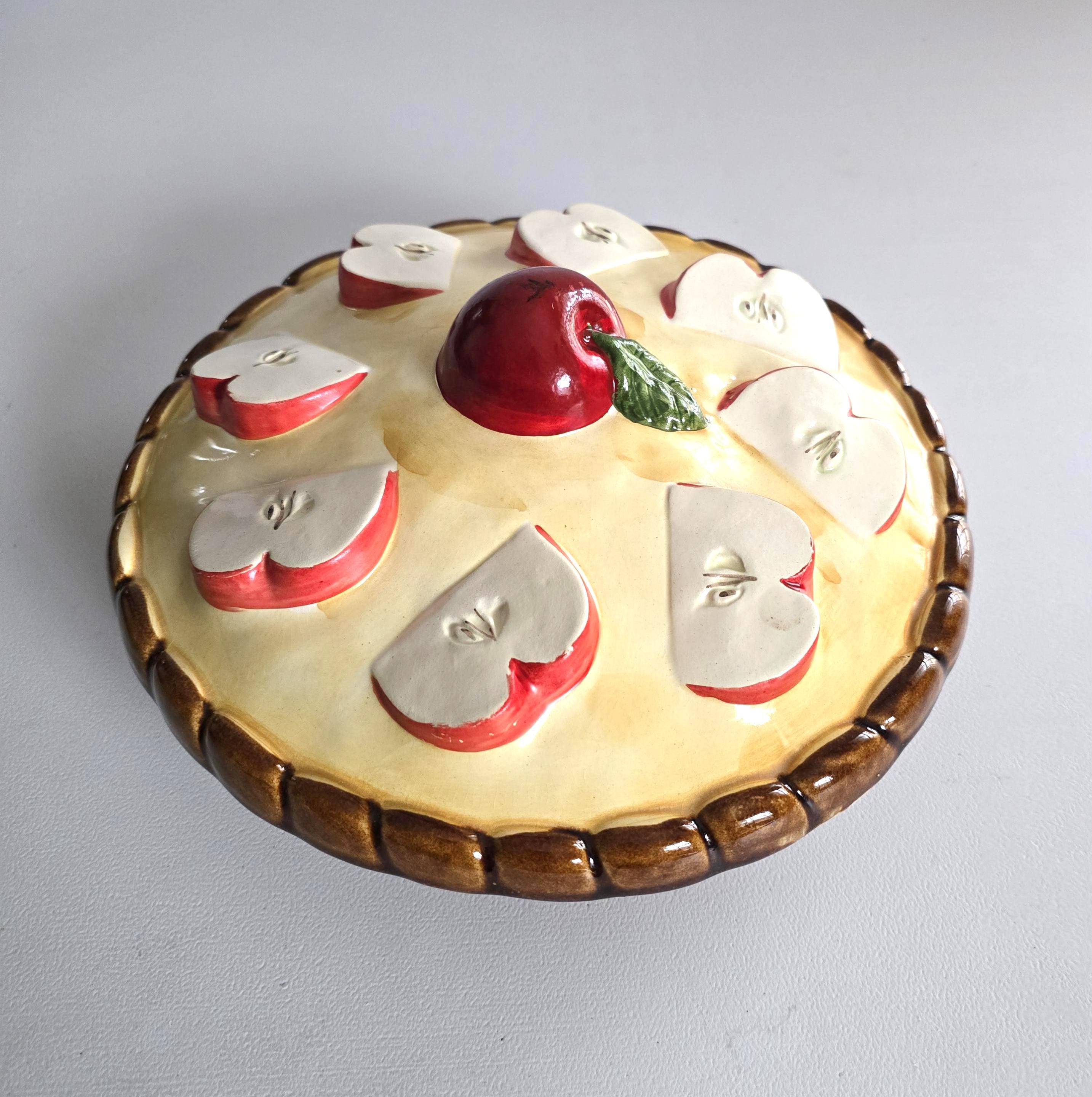 Vintage Ceramic Pie Plate & Lid Apple Pie Dish - Etsy