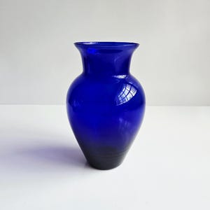 cobalt blue vase 13&quot; vintage blue flower vase by Crisa, Mexican glass vase
