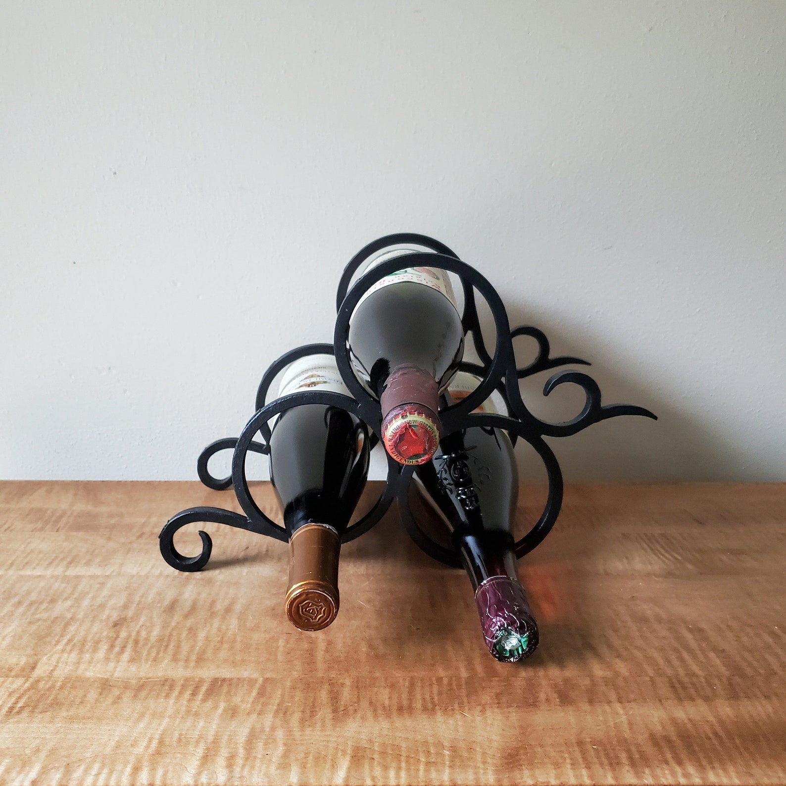 Triangular Wine Rack Iron 3 Bottle Wine Rack - Triangular Tabletop Design - Etsy