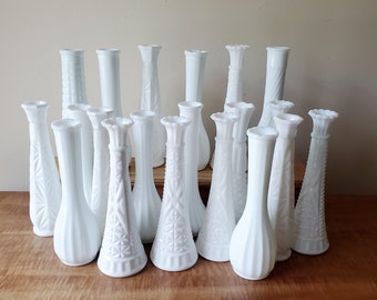 Vintage Wedding Vases 20 Milk Glass Bud Vases