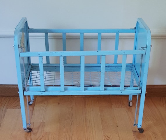 vintage metal doll crib